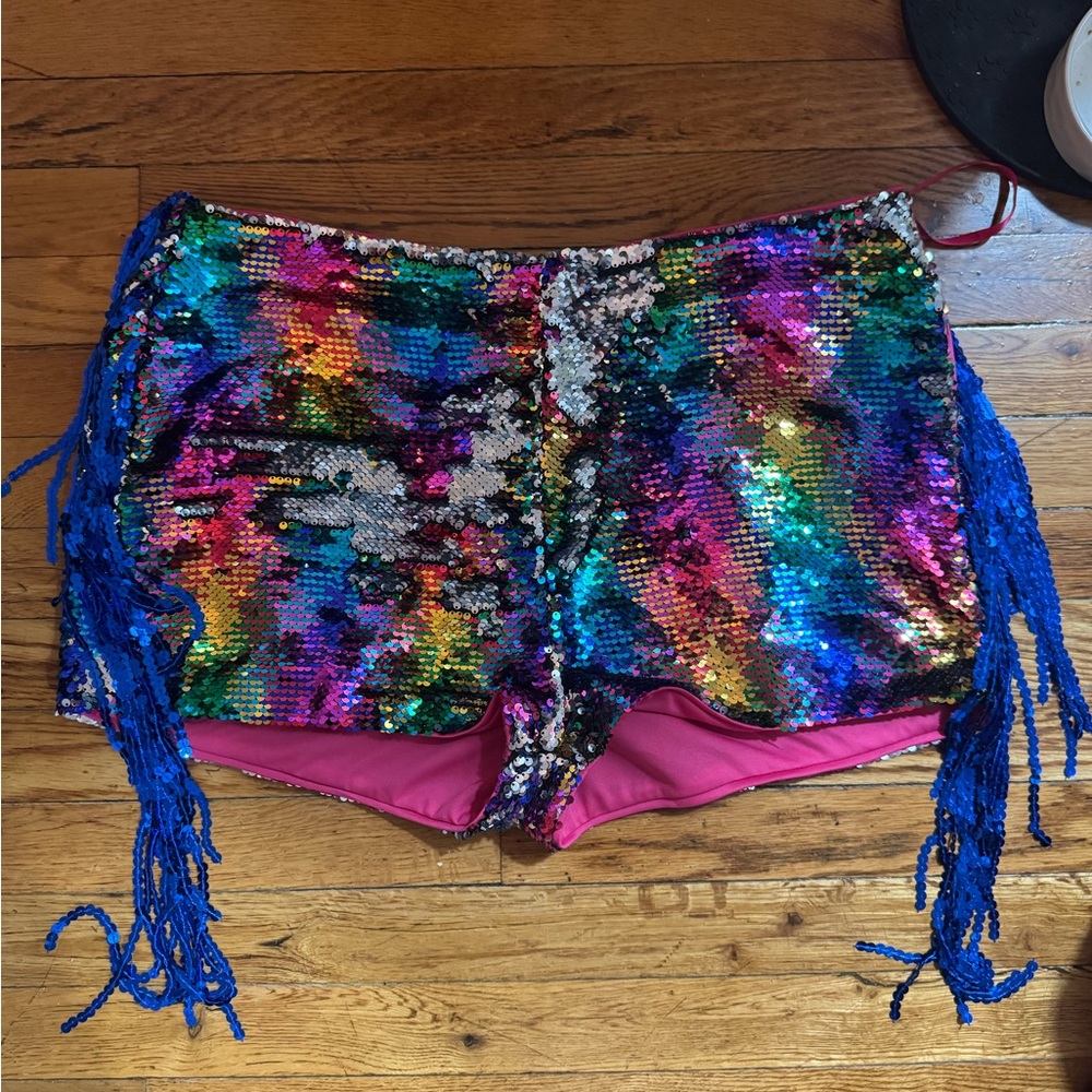 Nasty Gal Vibrant Sequin Fringe Shorts